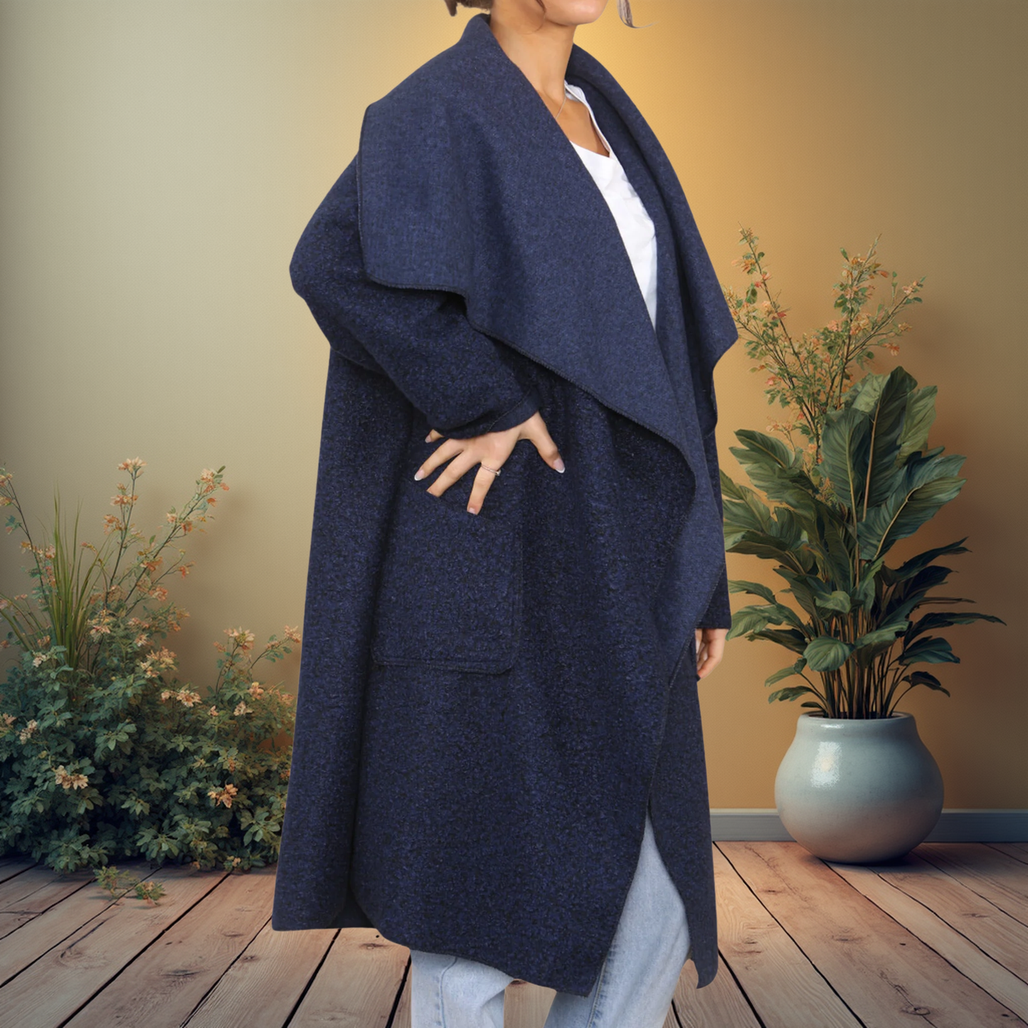 Navy Waterfall Coat