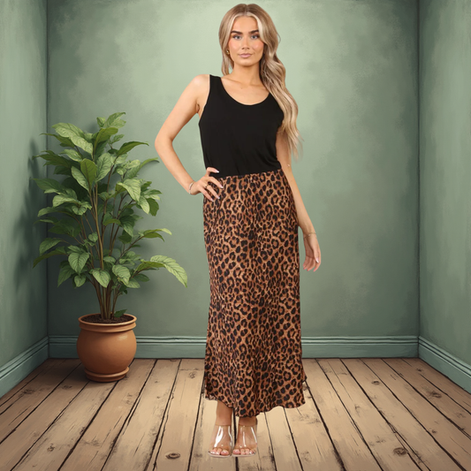 Animal Print Satin Skirt