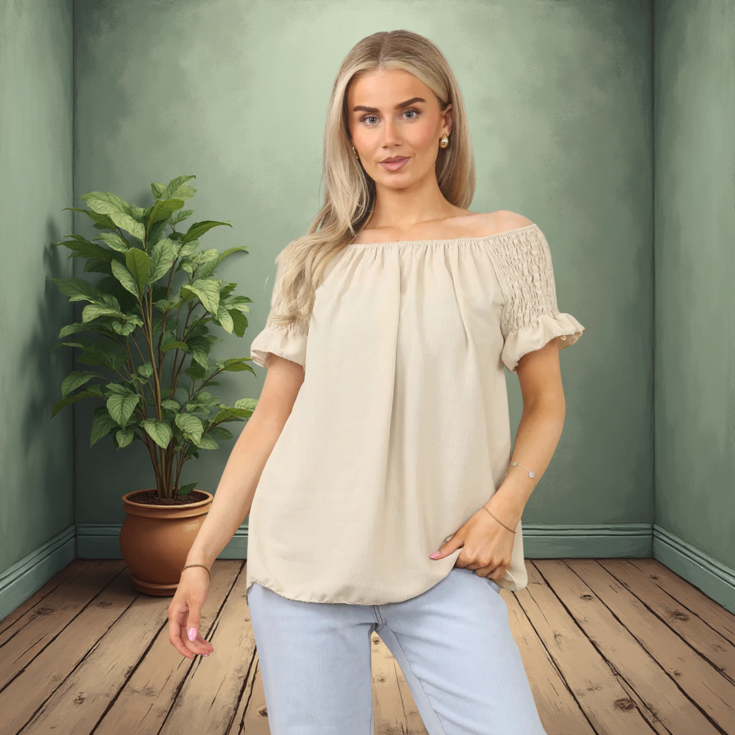 Short Sleeve Off The Shoulder Top - Available In Various Colours