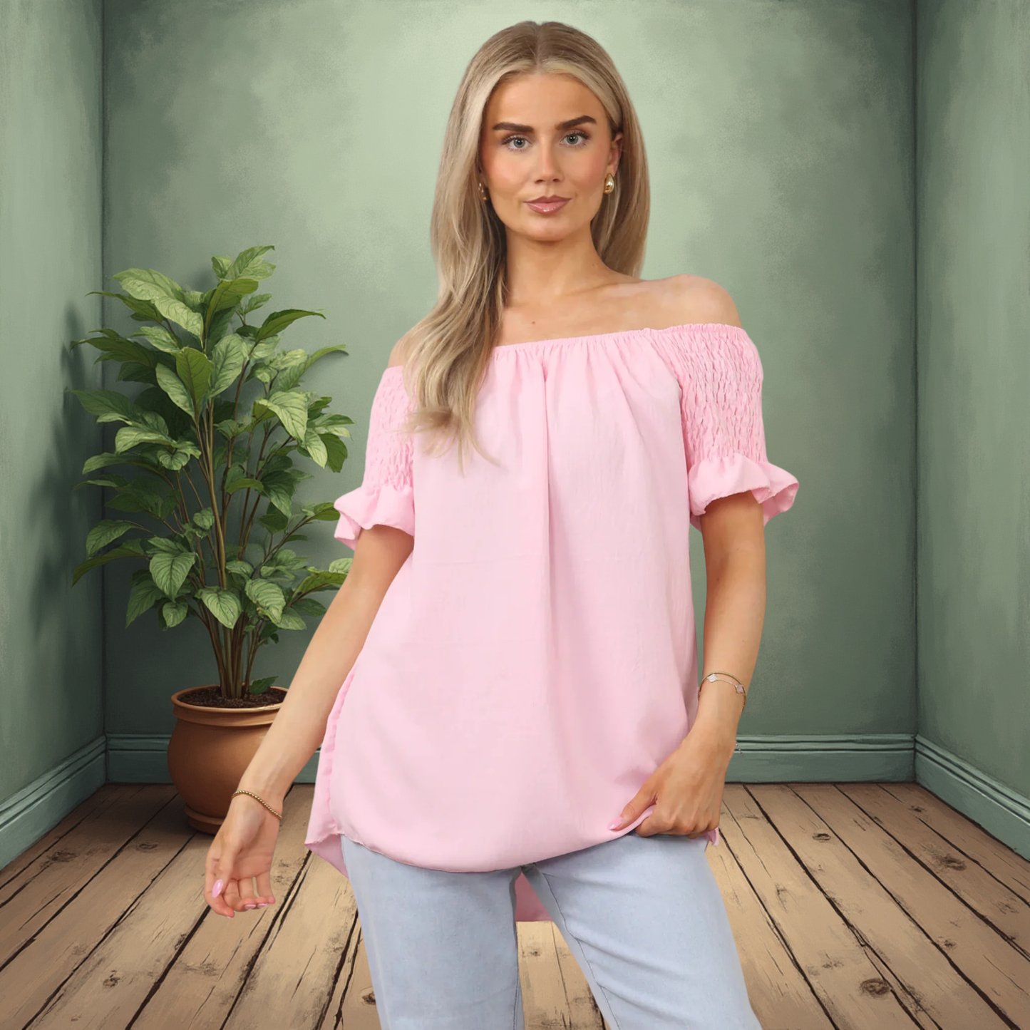 Short Sleeve Off The Shoulder Top - Available In Various Colours
