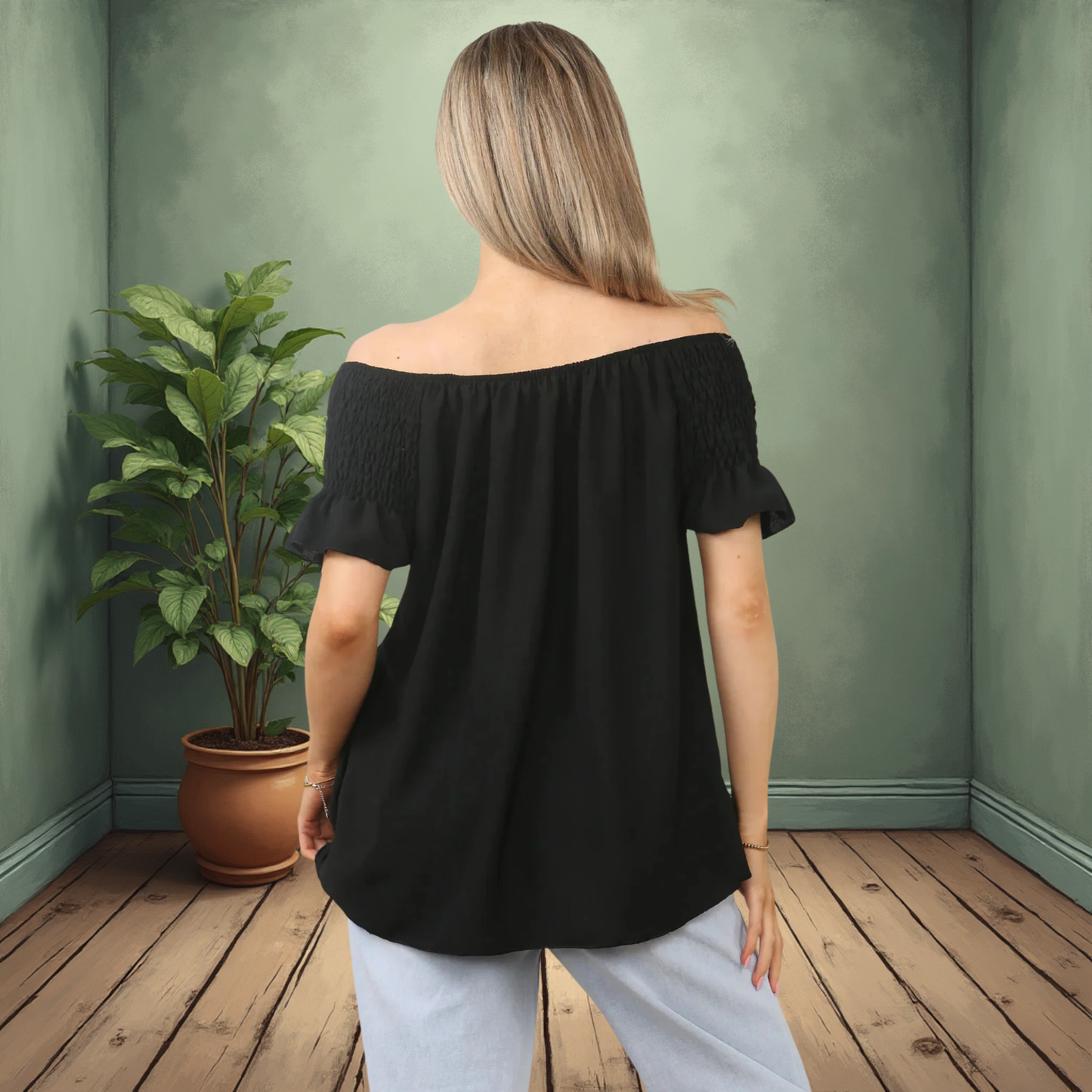 Short Sleeve Off The Shoulder Top - Available In Various Colours