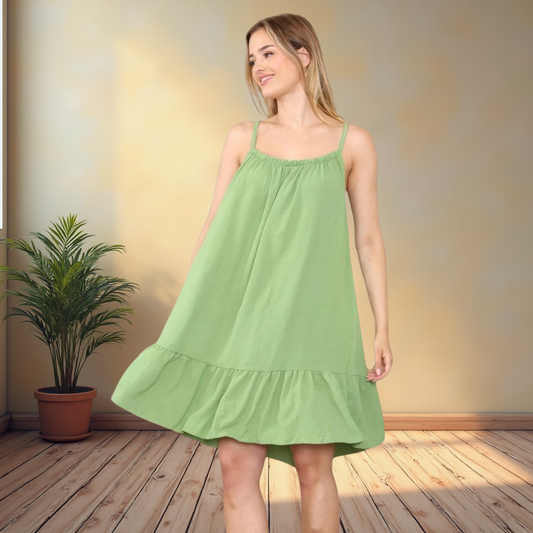 Strappy Ruched Neck Dress - Available In Various Colours