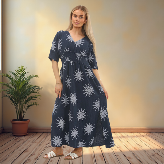 Sun Print Cheese Cloth Dress