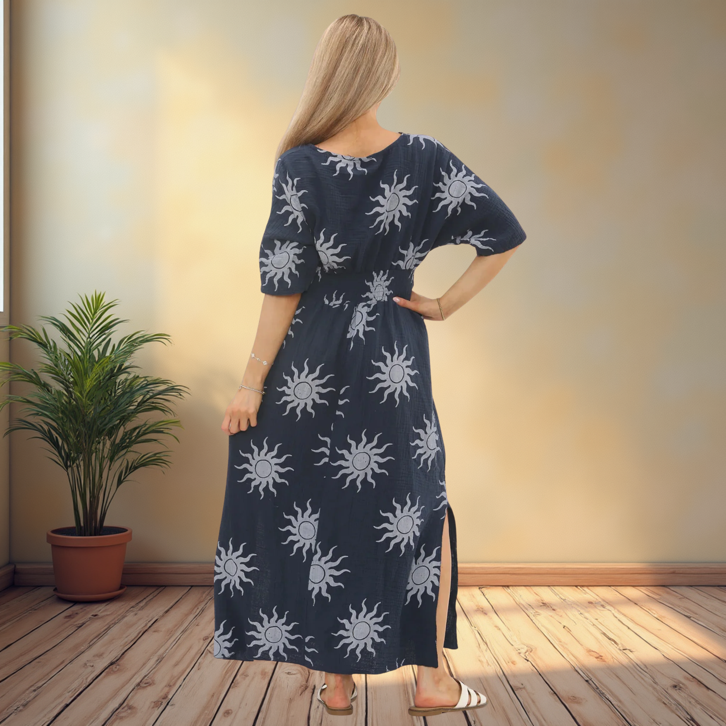 Sun Print Cheese Cloth Dress