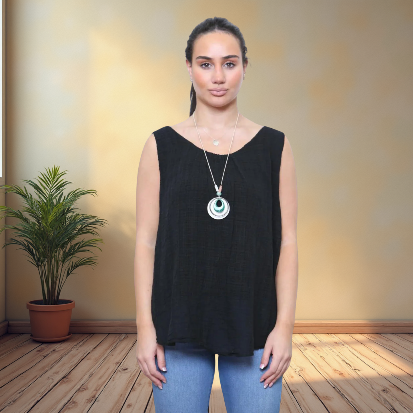 Vest Top With Necklace - Various Colours Available