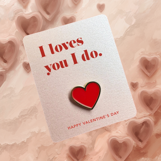 Valentines Red Love Heart Pin Card-Other Option Available