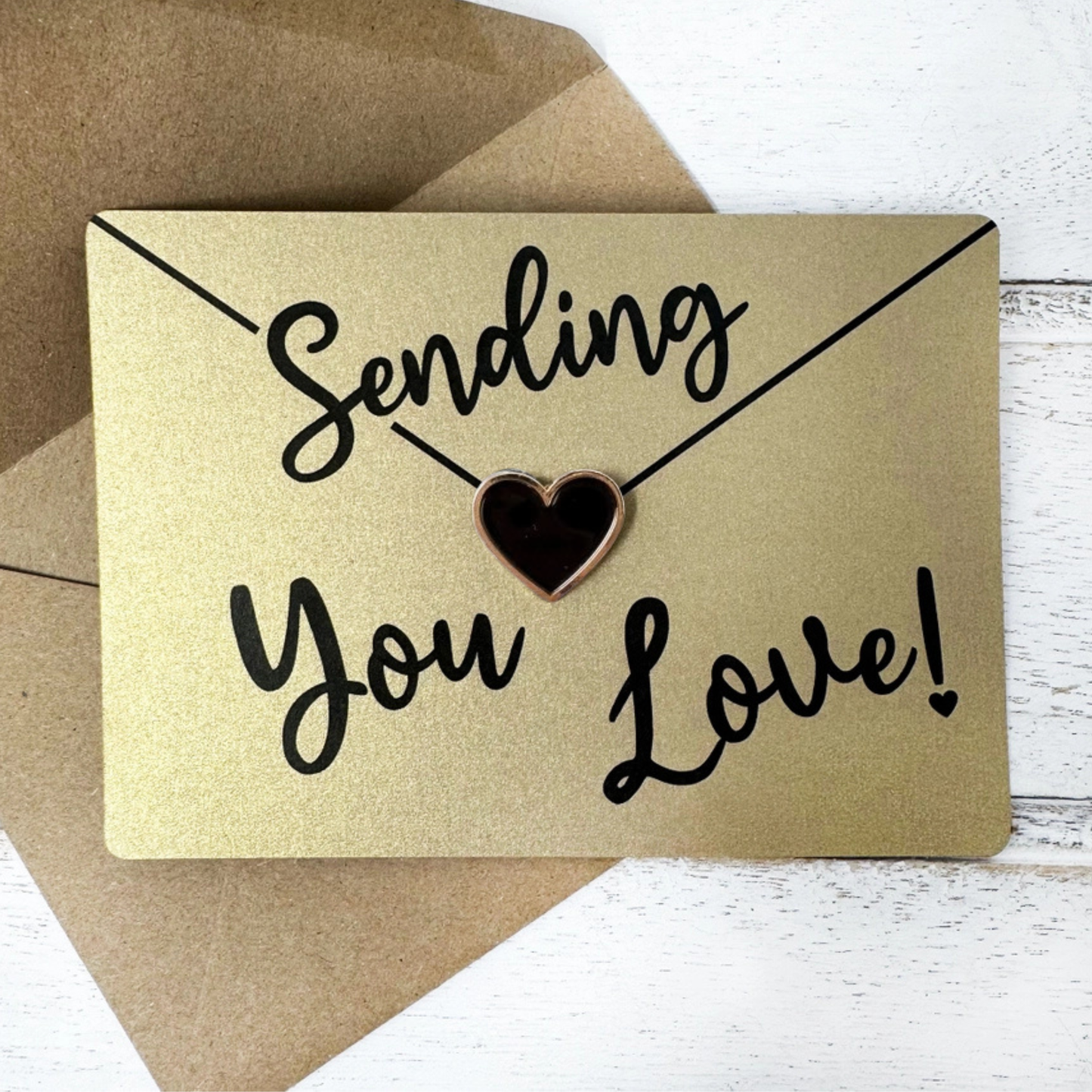 Postcard Style Card With Enamel Heart Pin