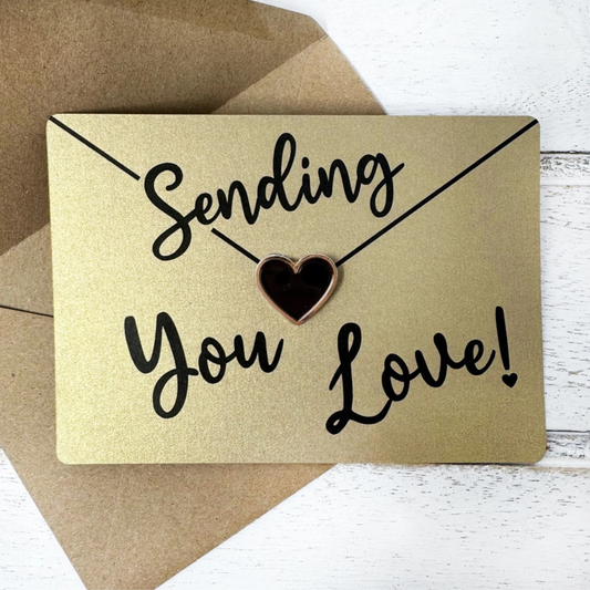 Postcard Style Card With Enamel Heart Pin