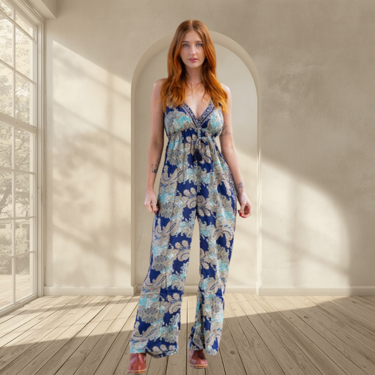 Boho Print Sleeveless Jumpsuit