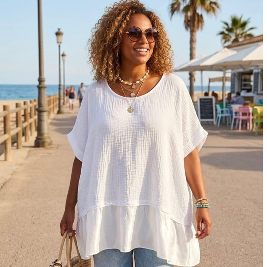 Satin Panel Oversized Top.Available In Various Colours