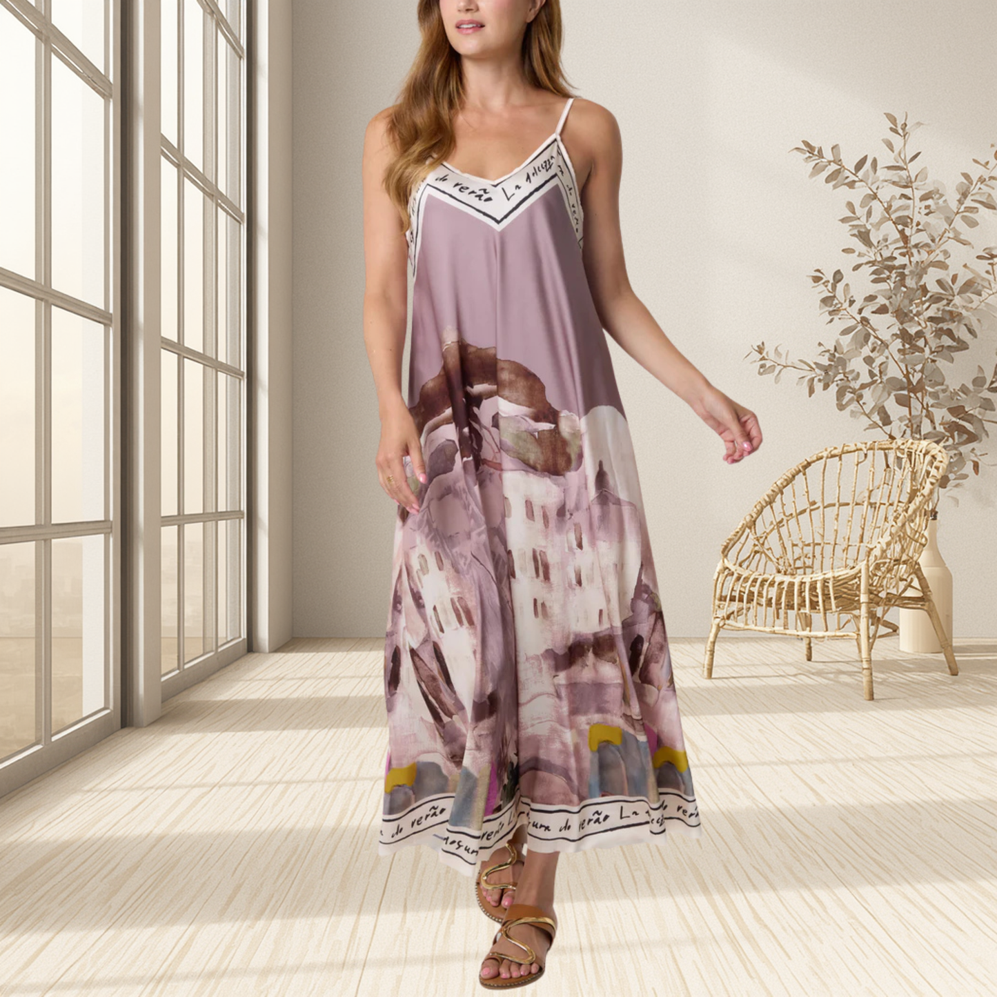 Cami Border Print Dress. Available In Other Colours