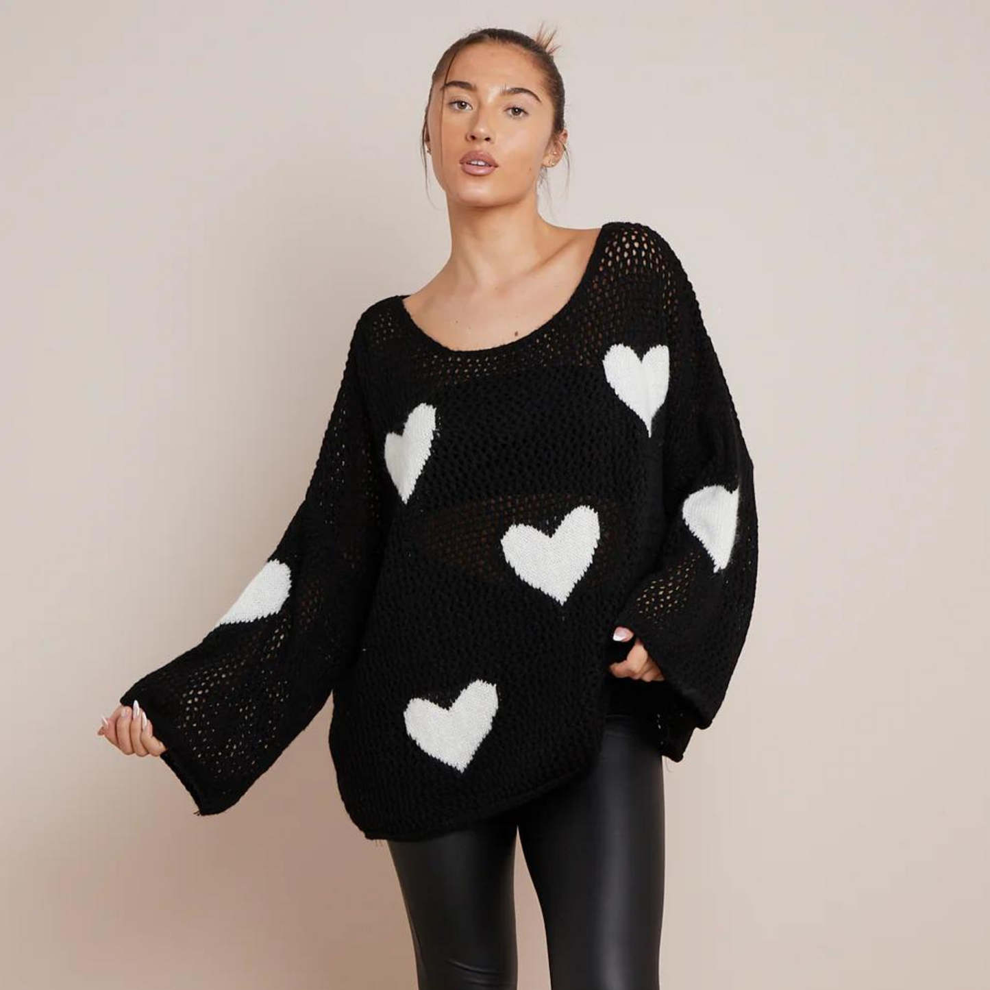 Knitted heart jumper. Available in another colour