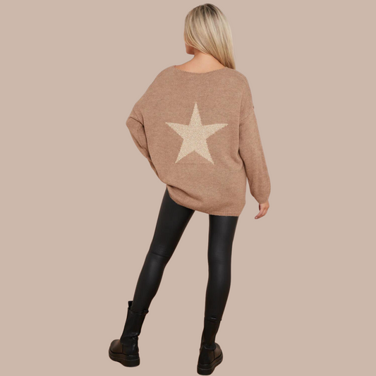 Star back jumper , Available in various colours.