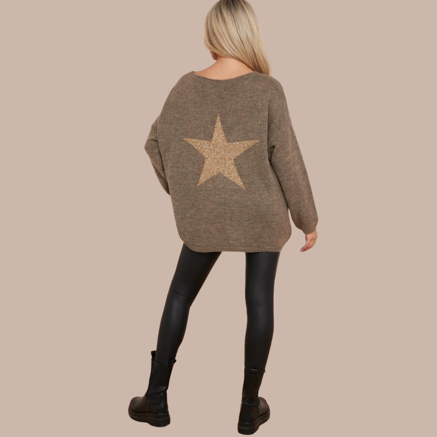 Star back jumper , Available in various colours.