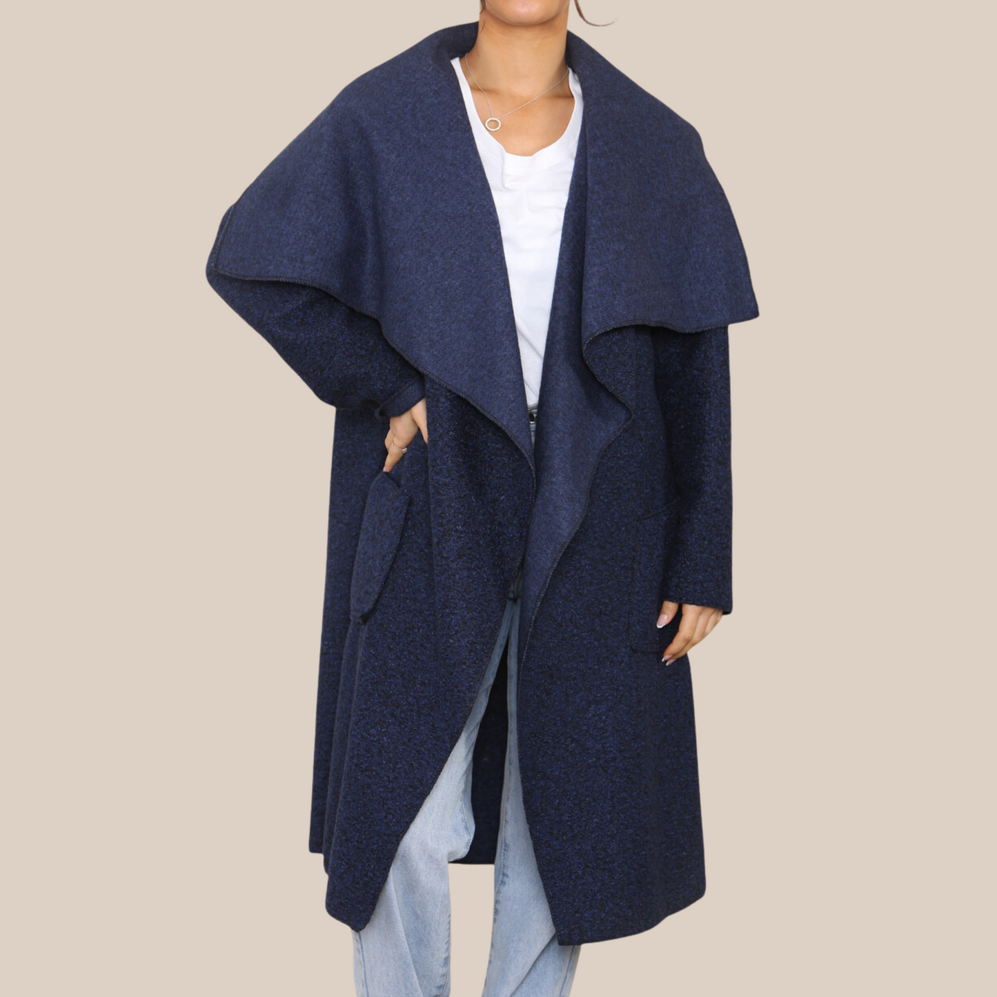 Navy waterfall coat