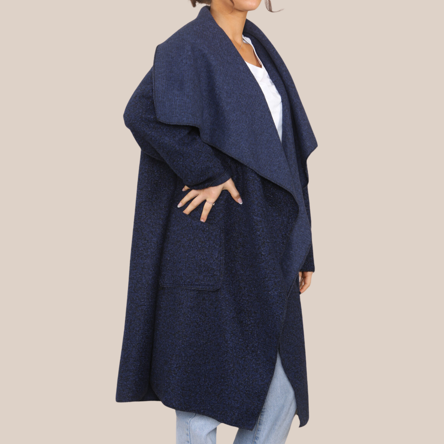 Navy waterfall coat