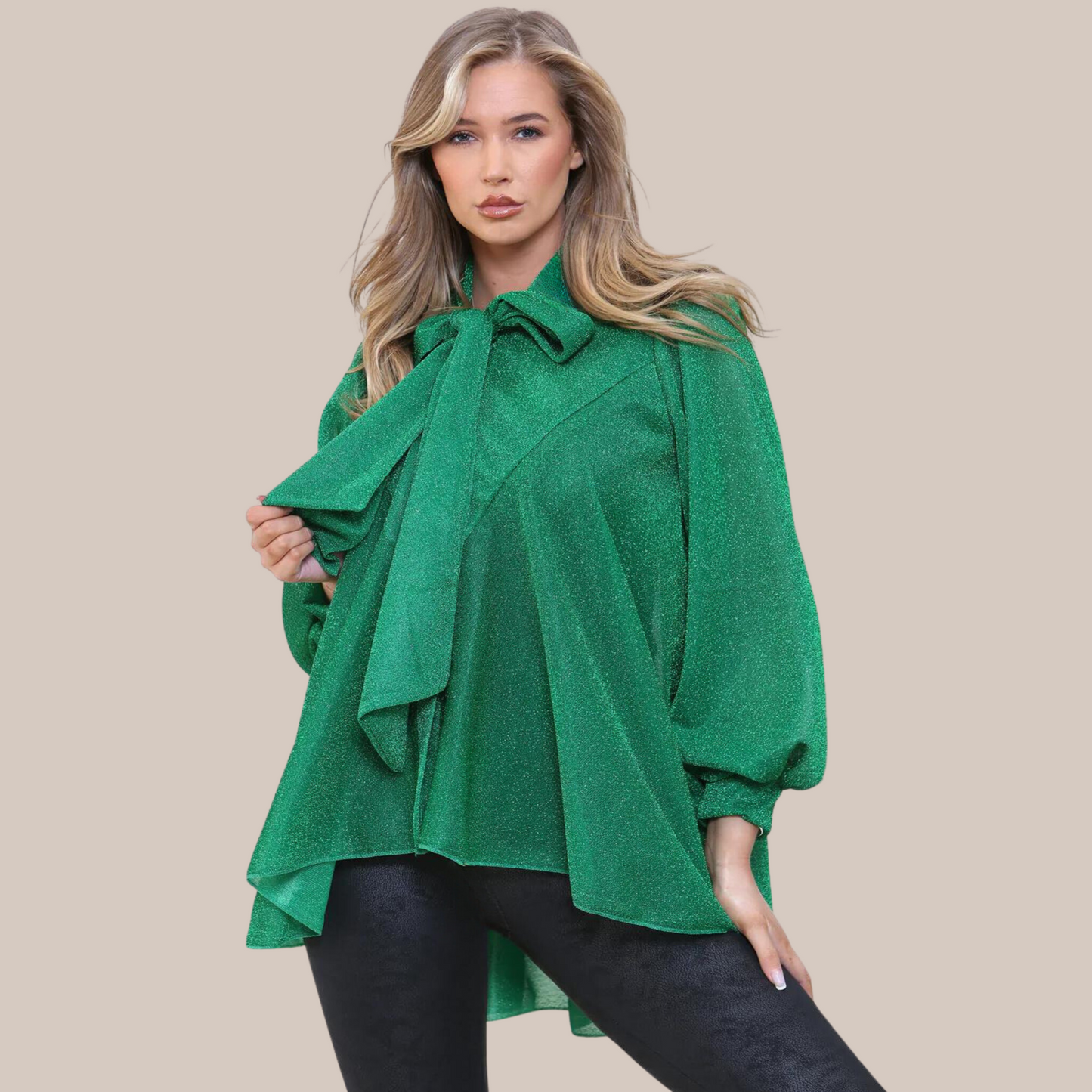 Green oversized blouse