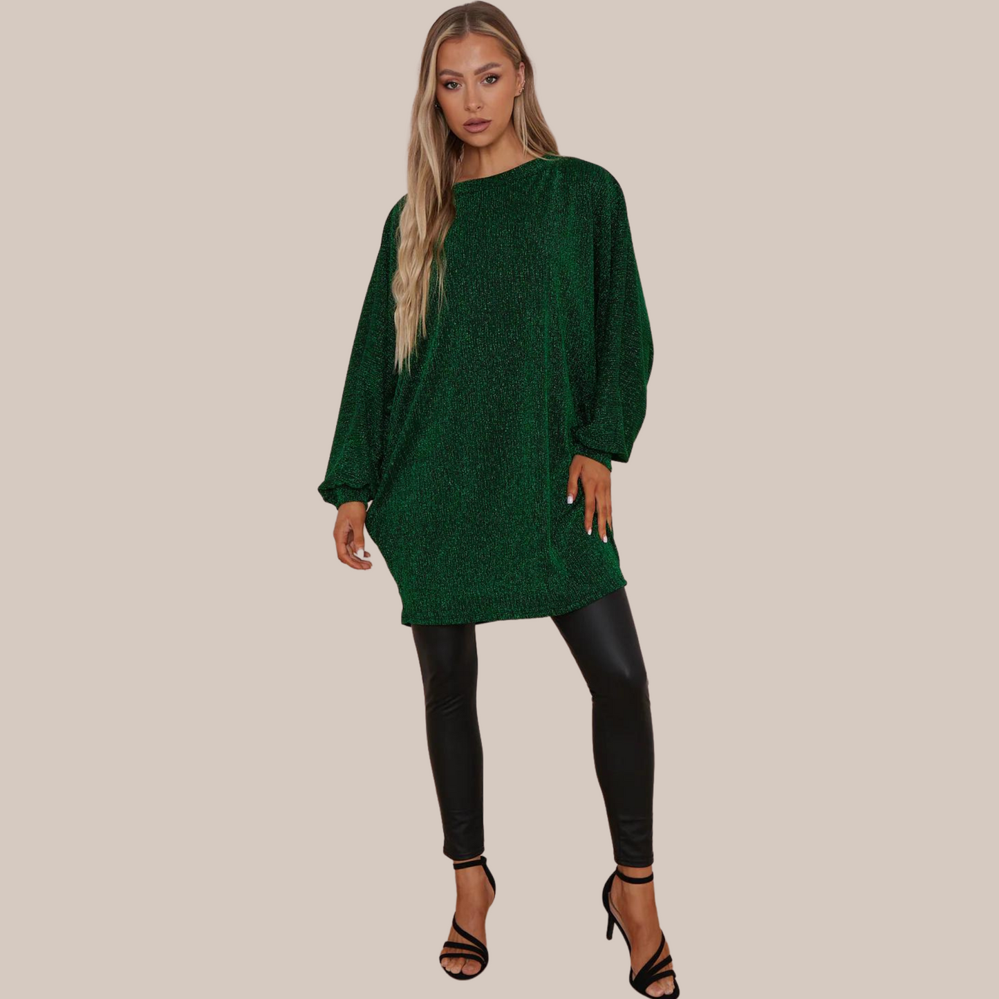 Balloon sleeve glitter tunic.