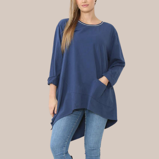 Comfy oversized top with neck detail. Available in other colours