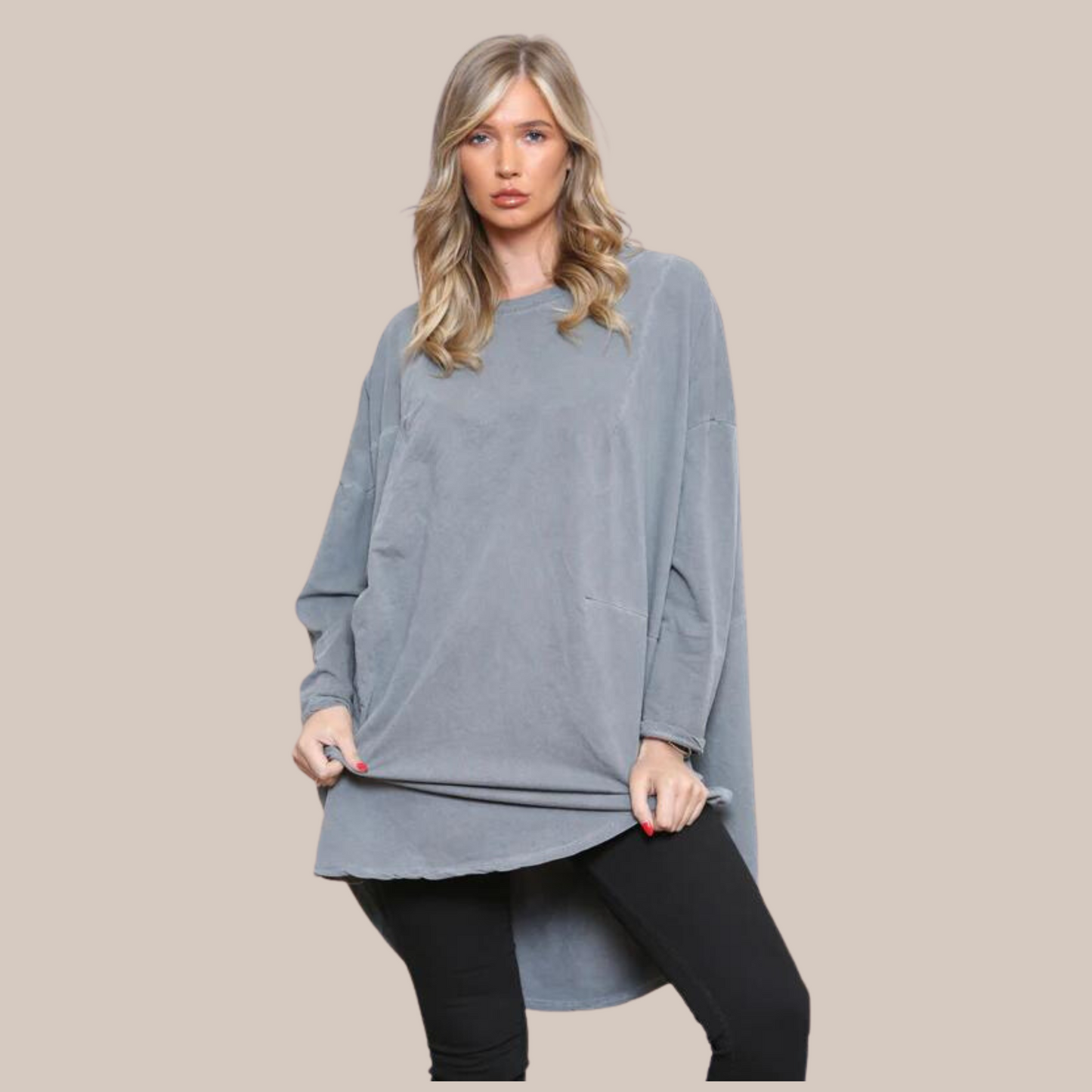 Slouched style oversized top .Also available in grey