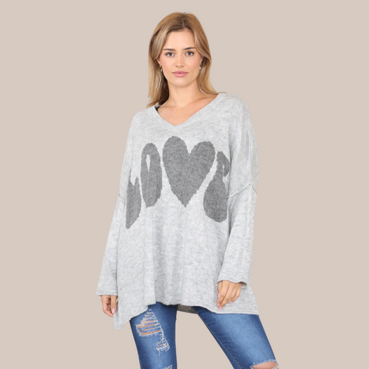 Amelia love knitted Jumper. Available in various colours