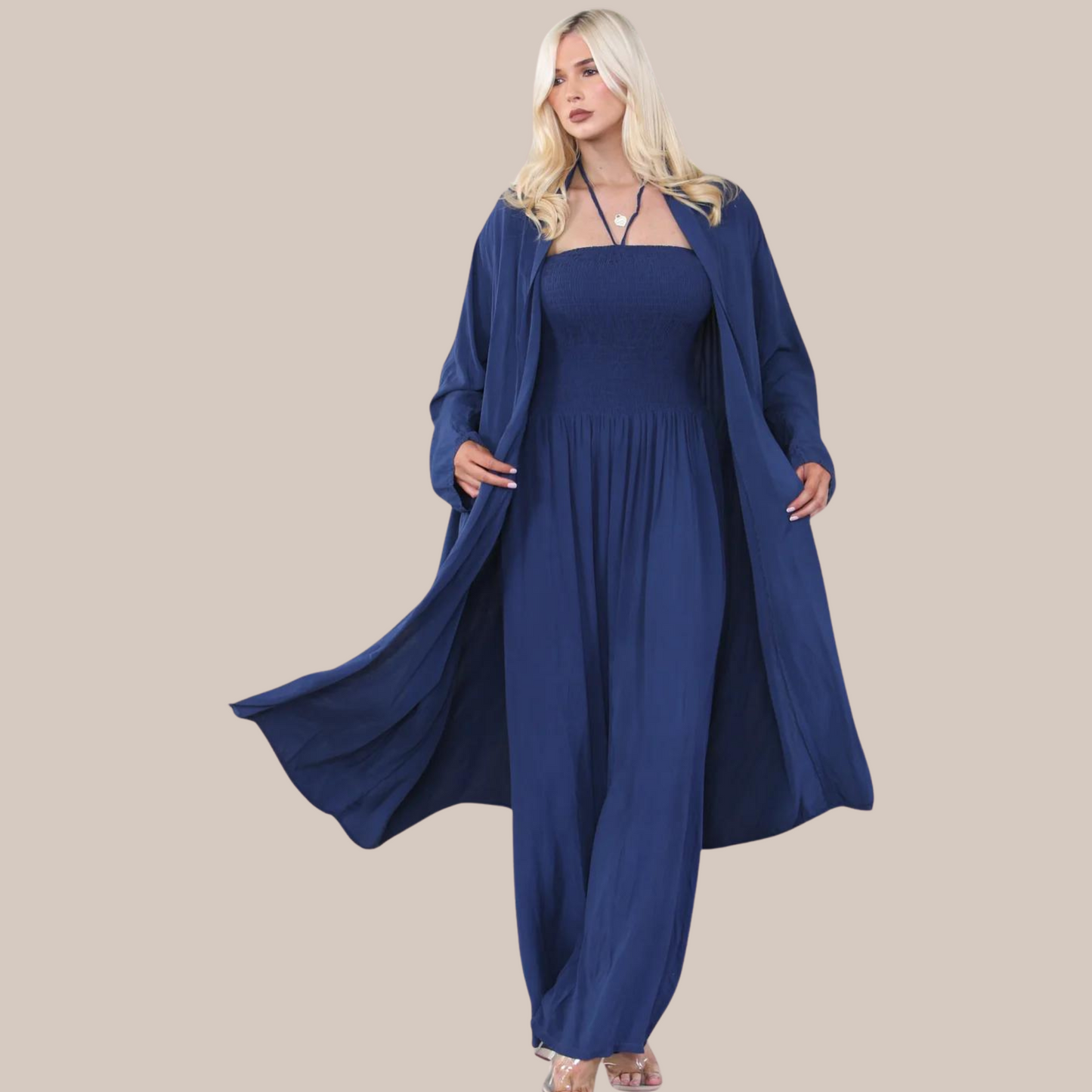 Navy Kimono jumpsuit set