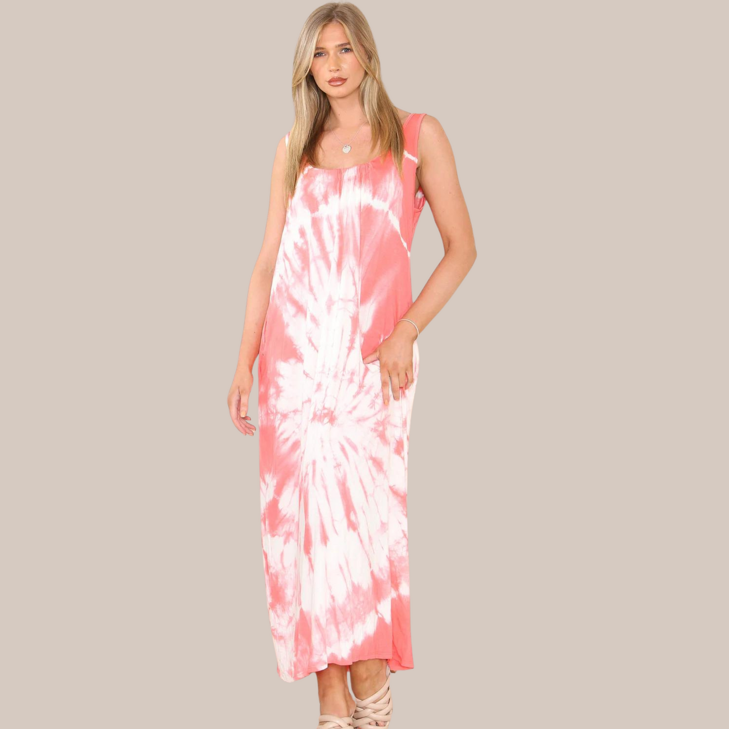 Tie dye maxi dress also available in grey