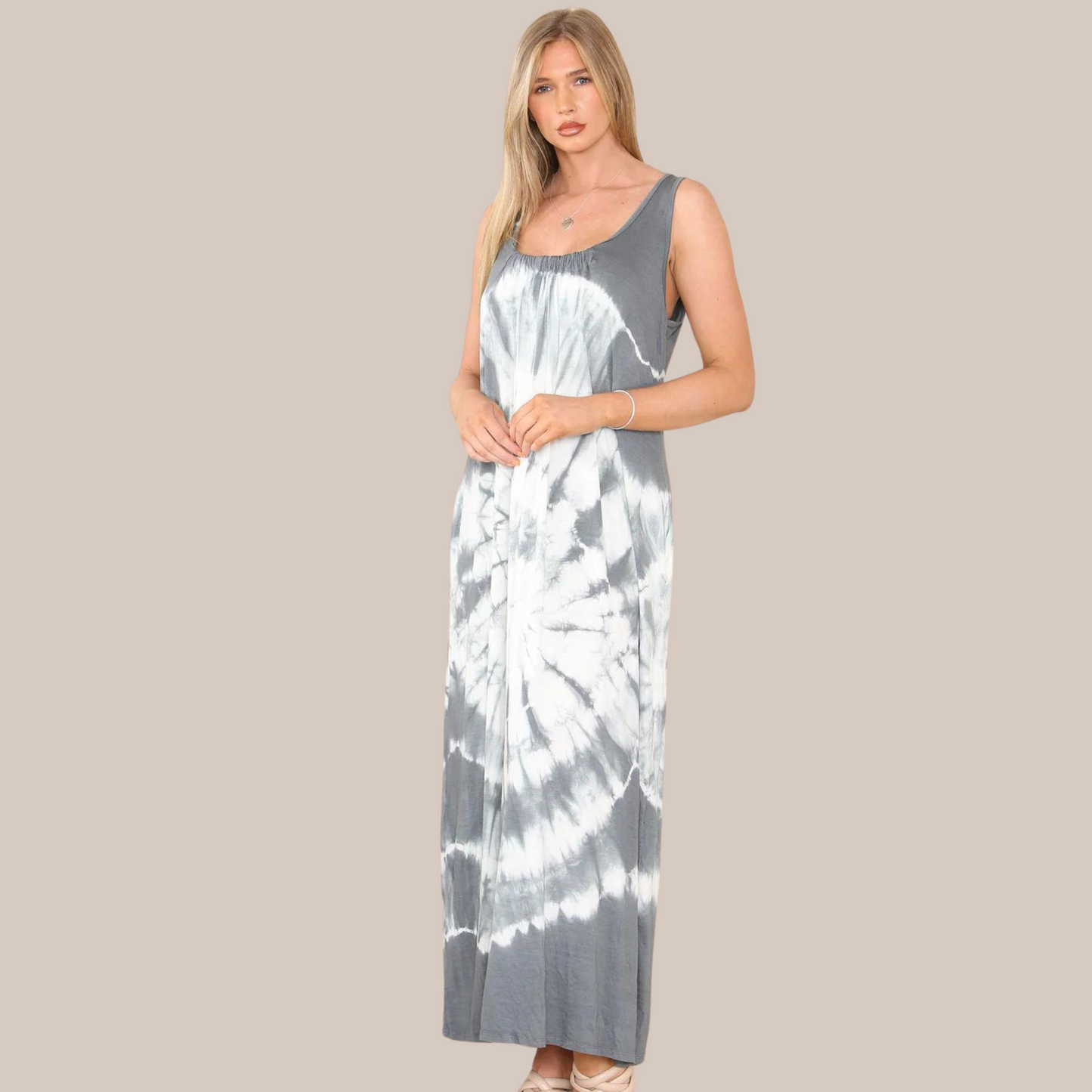 Tie dye maxi dress also available in grey