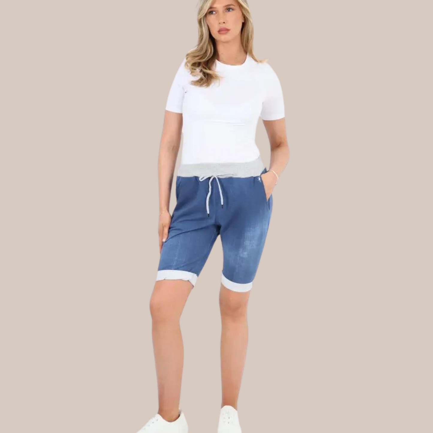 Denim Jogger Shorts