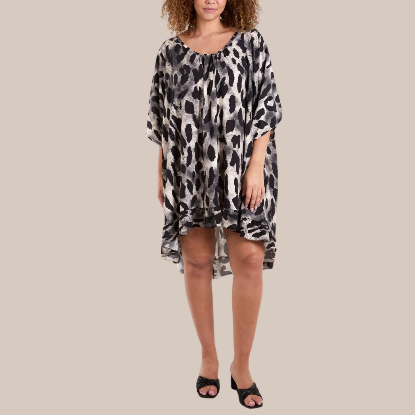 Open back smock leopard print dress