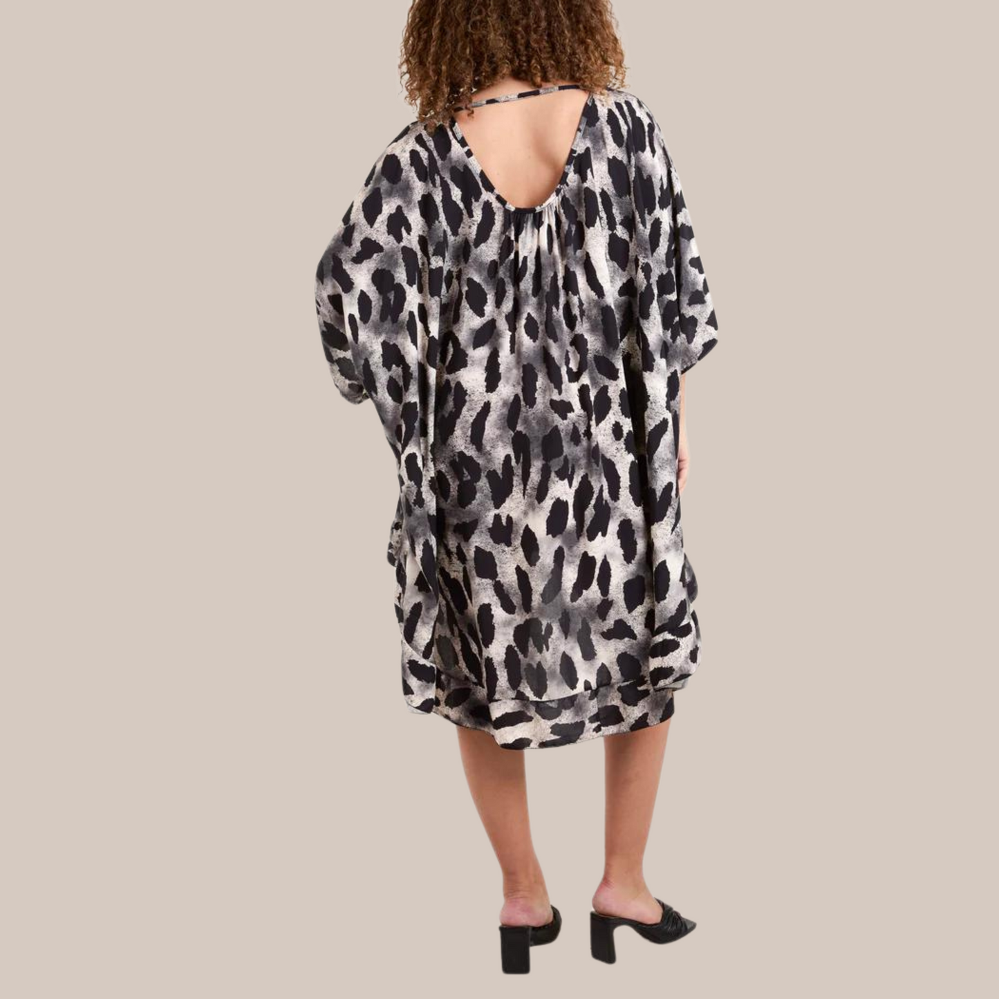 Open back smock leopard print dress