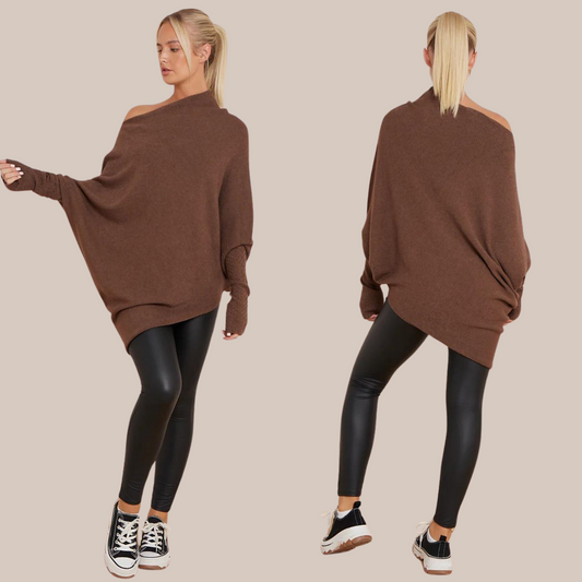 Pattern sleeve oversized jumper. Available in various colours.