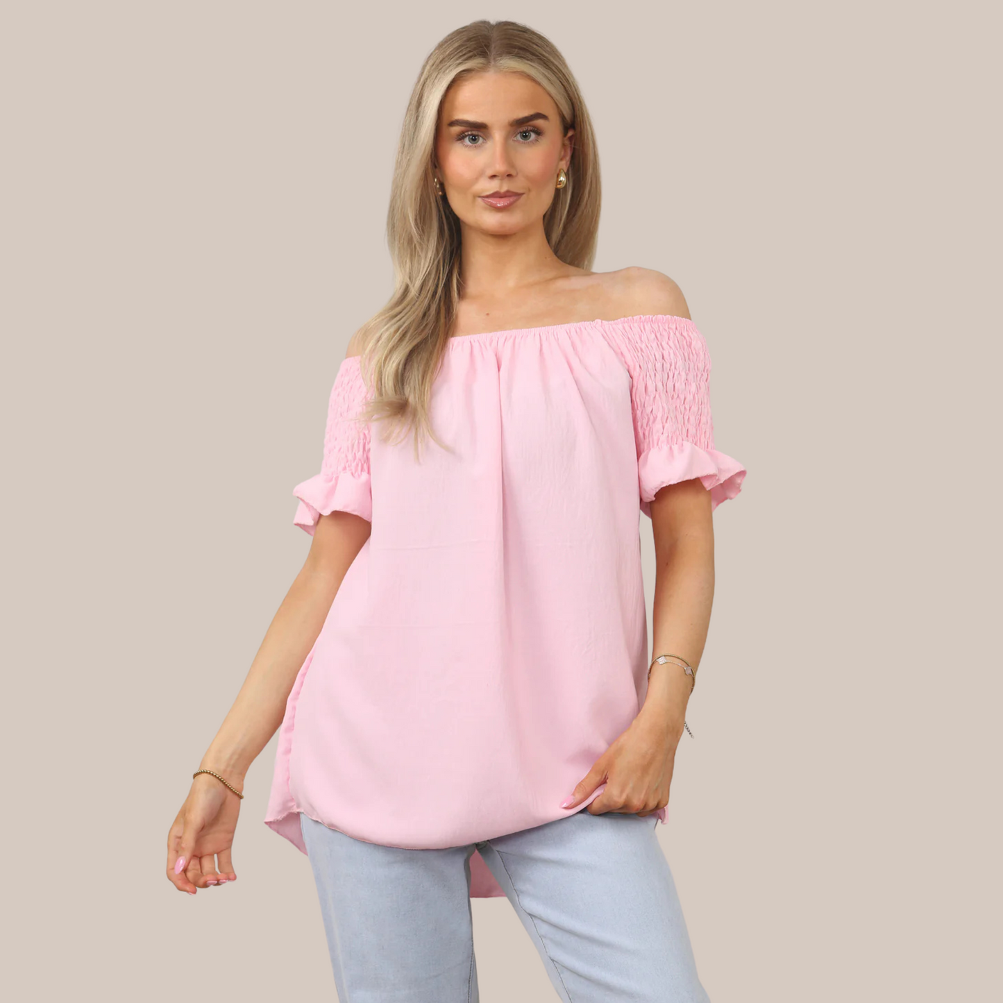 Short sleeve off the shoulder top