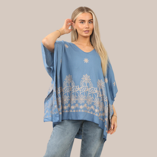 Embroidered kaftan. Available in other colours