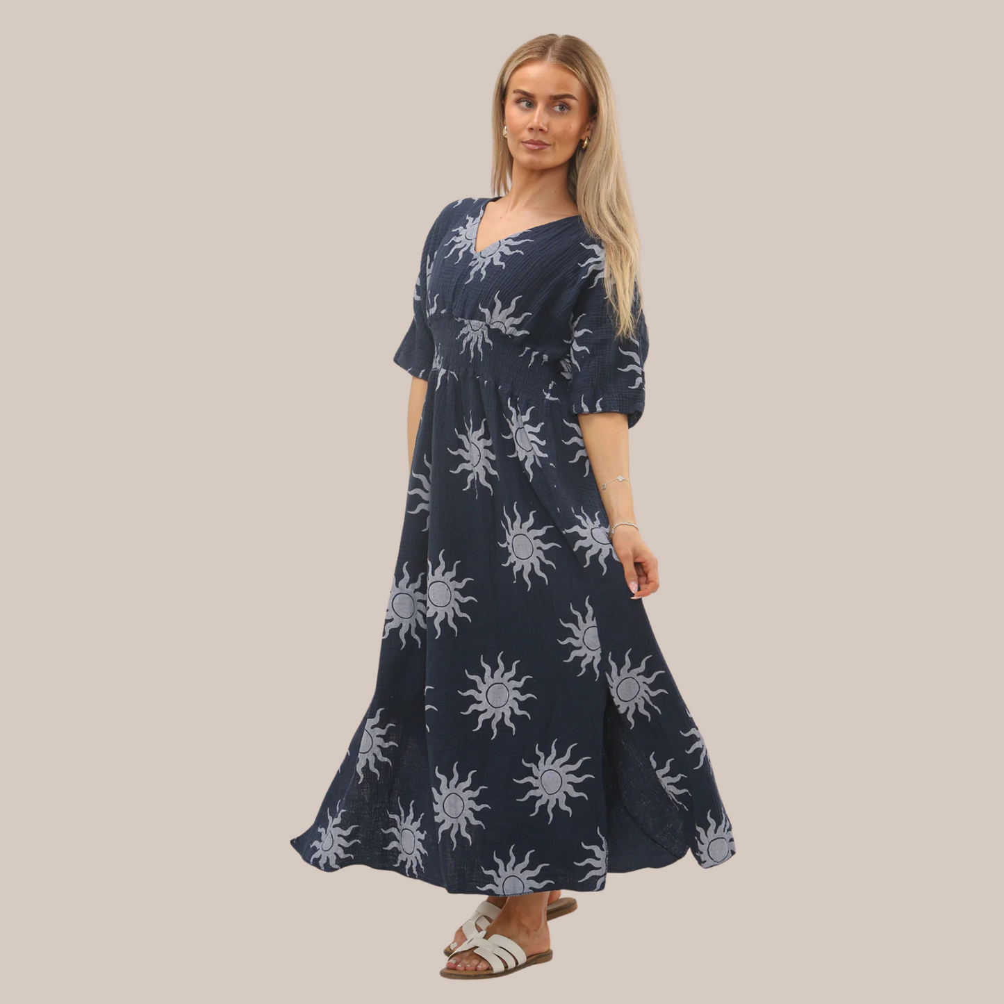 Sun print cheese cloth dress