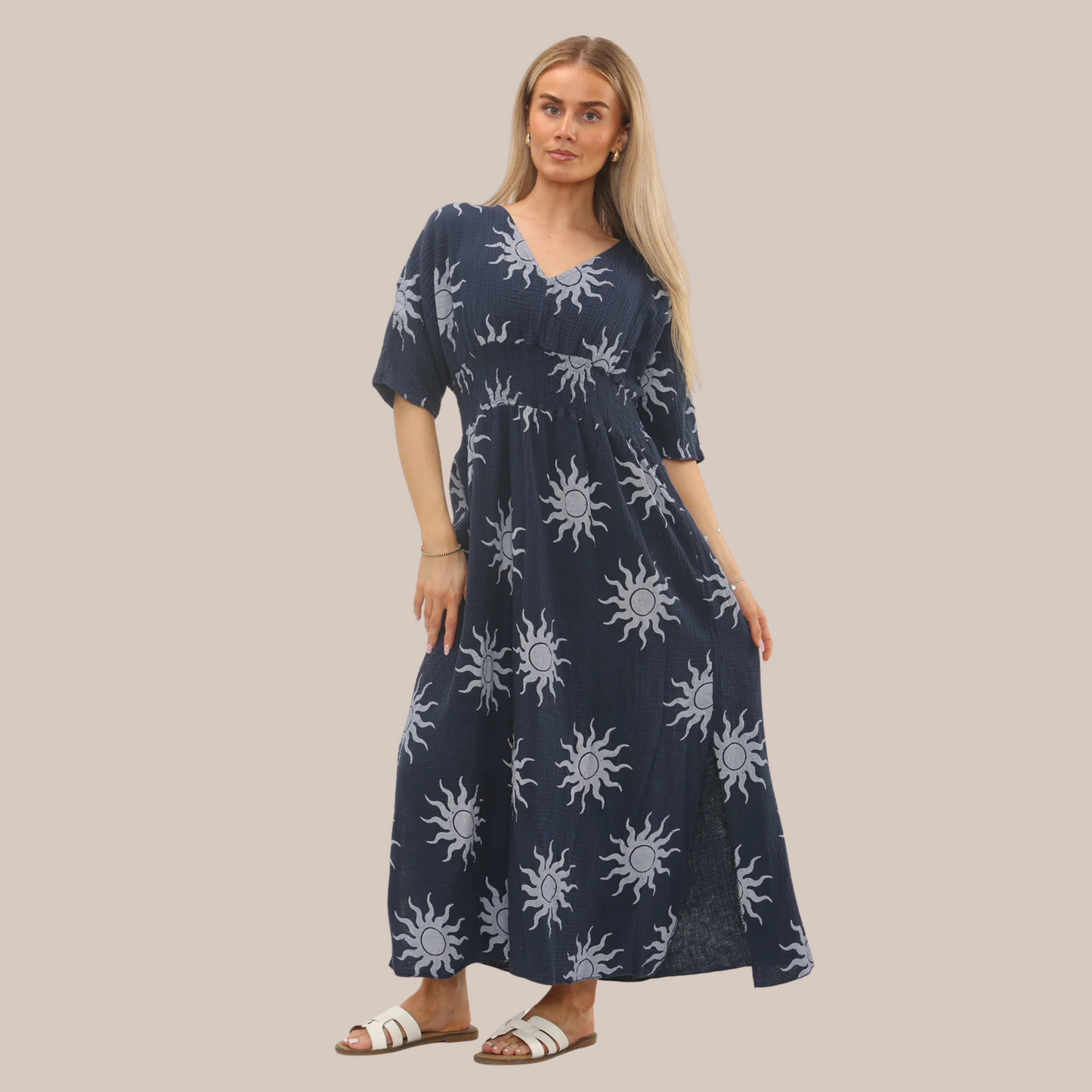 Sun print cheese cloth dress