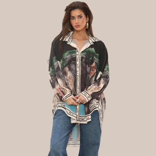 Amalfi print oversized shirt