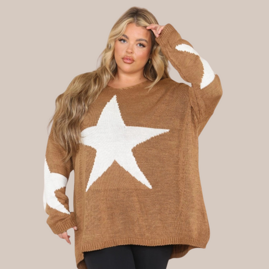 Oversized knitted jumper. Also available in camel.