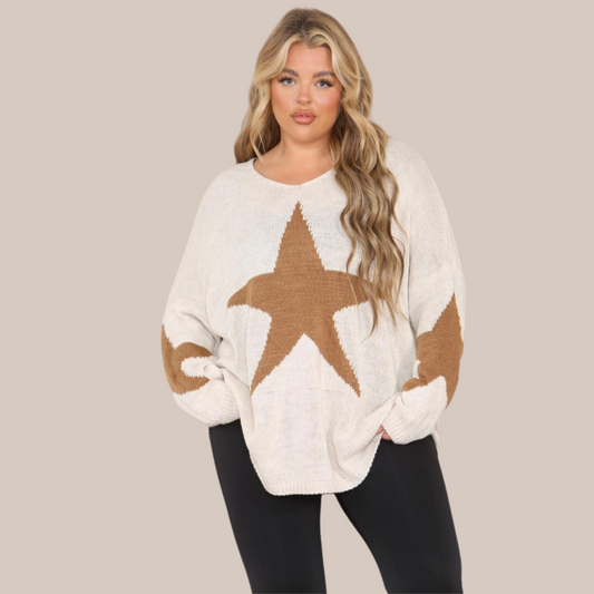 Oversized knitted jumper. Also available in camel.