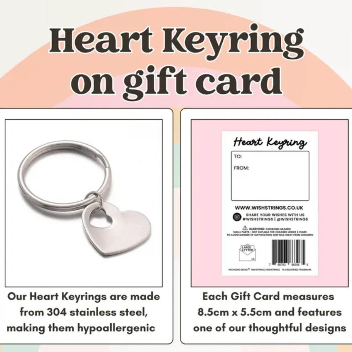 Heart Keyring-Various Card Designs Available