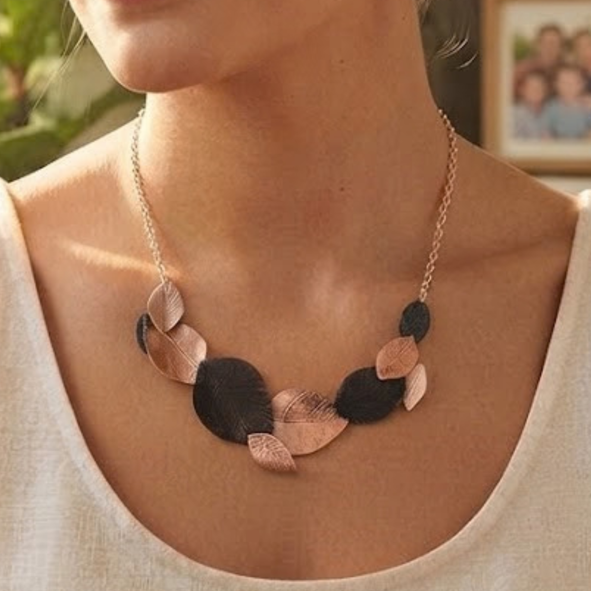 Leaf Design Statement Necklace