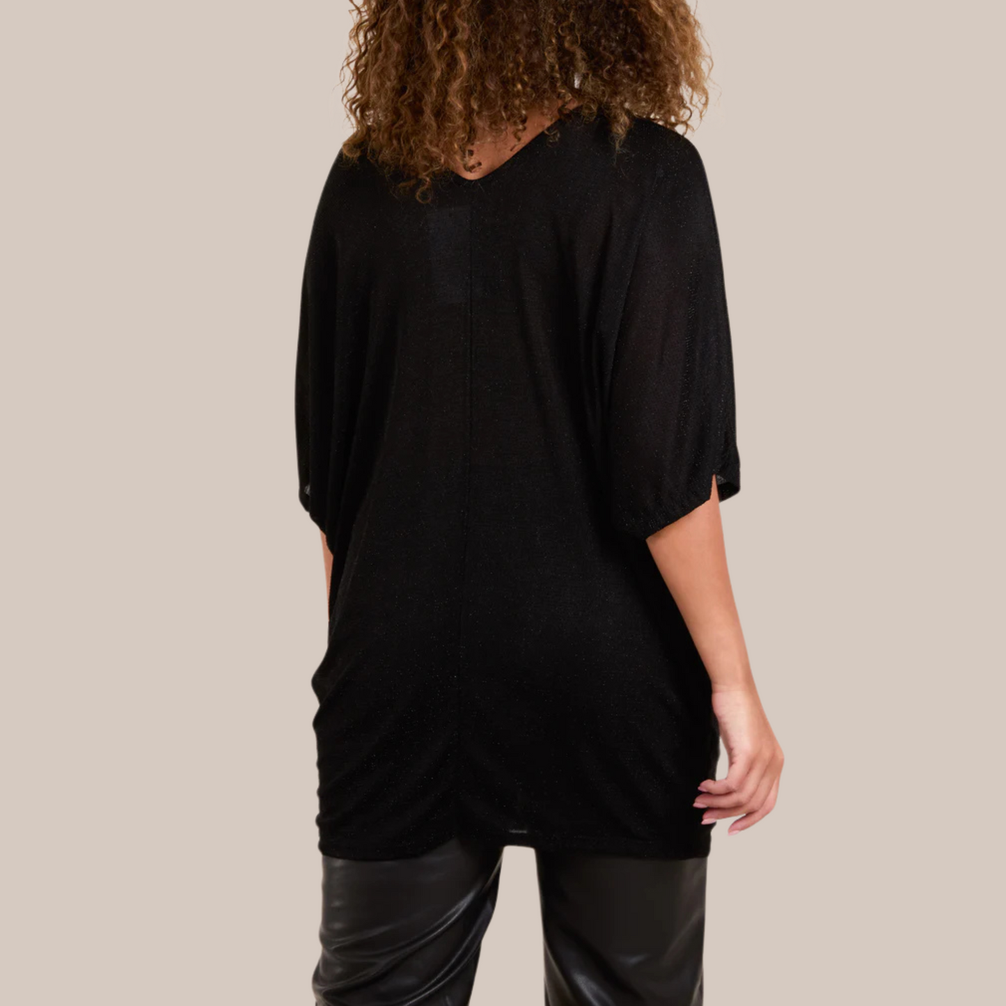 Black Glitter Lurex V/Neck Tunic