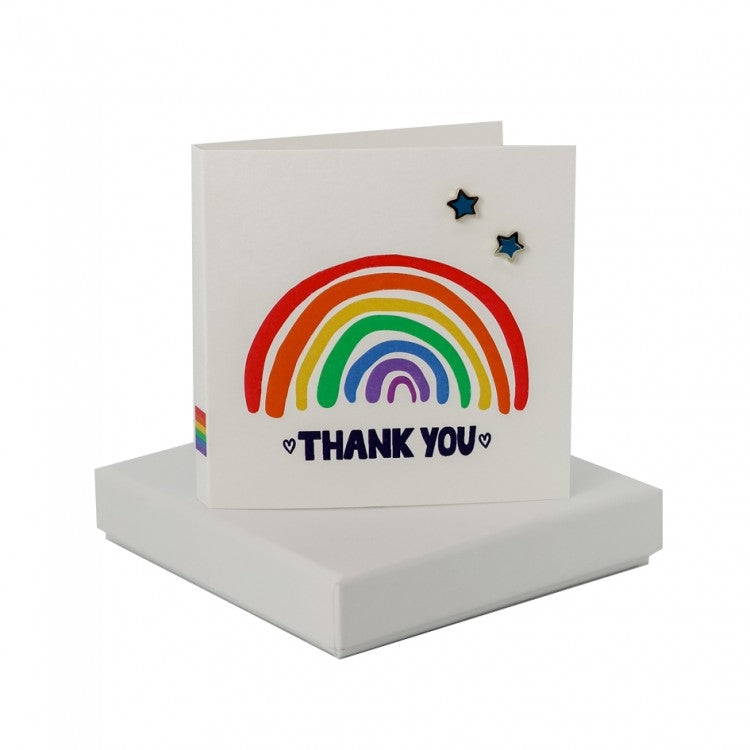 Thank you boxed greeting  card with star earrings