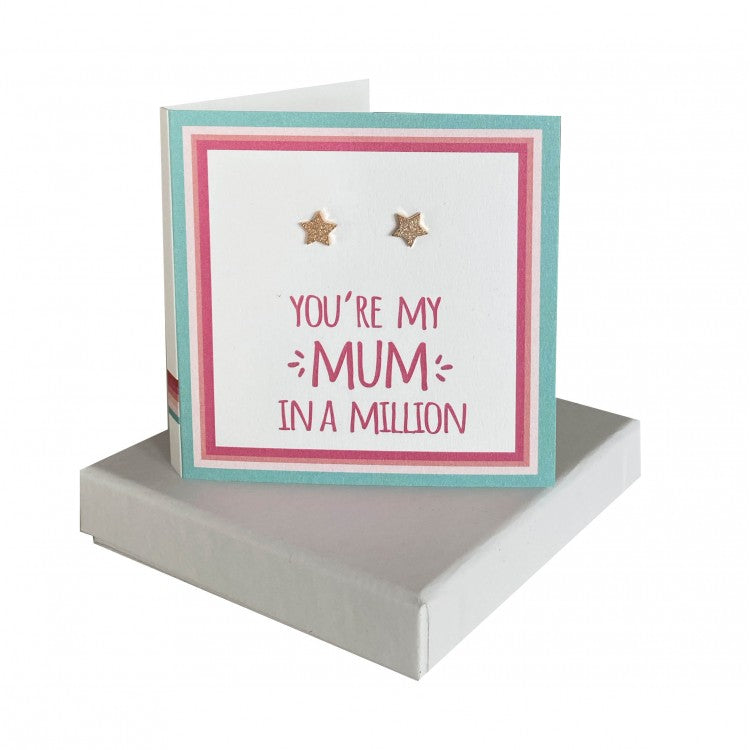 Mum in a million boxed greeting card with earrings