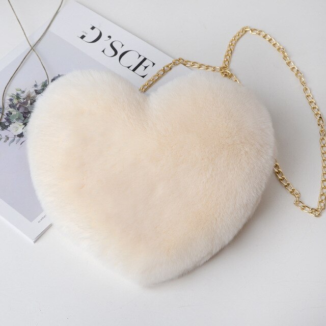 Faux fur small heart bag available in other colours