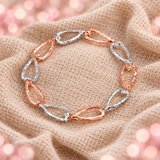 Linked Stretch Bracelet In Silver and Rose Gold