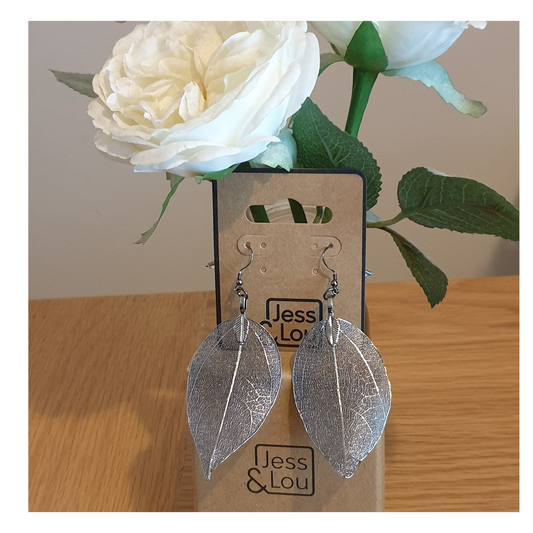 Filigree leaf drop earrings also available in gunmetal
