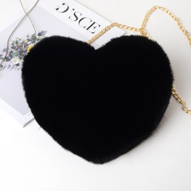 Faux fur small heart bag available in other colours